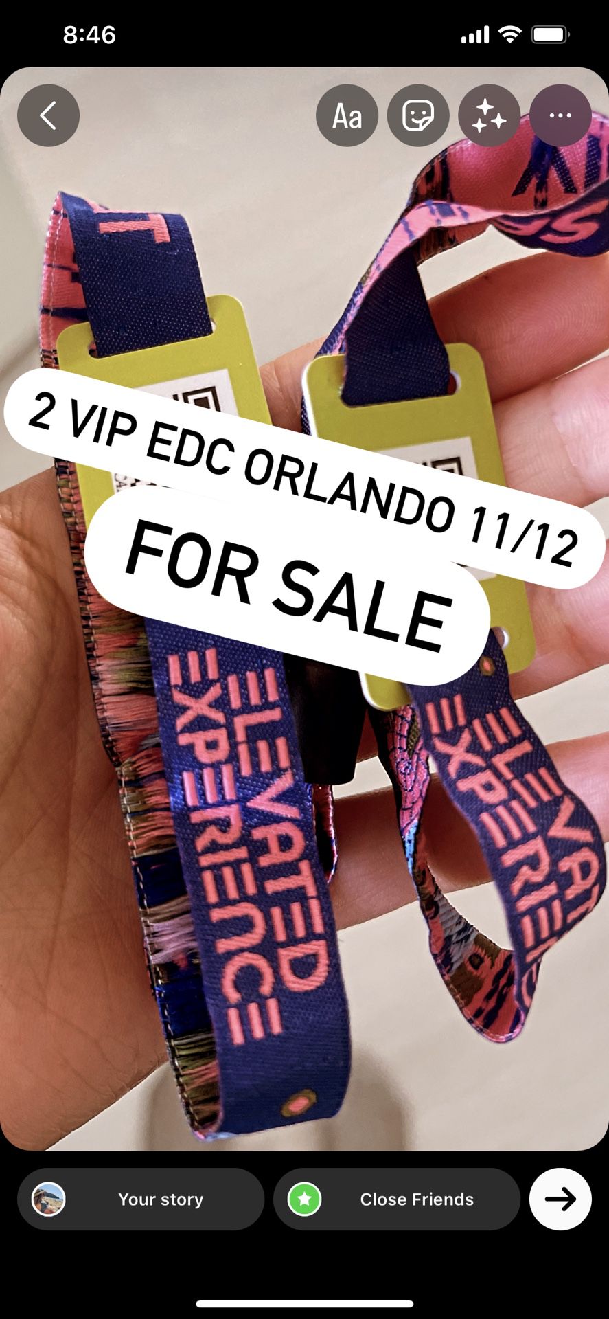 2 VIP EDC ORLANDO WRISTBANDS 11/12 $400  OBO