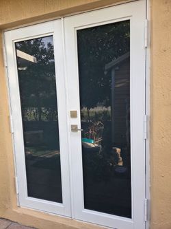 White French Double Door with Glass Panels