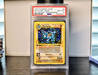 1999 Pokemon Machamp Holo 1st Edition Shadowless PSA 8