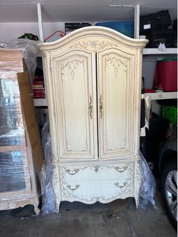Large Antique Armoire Carved Floral