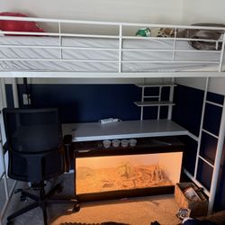 Twin Loft Bed With Built-In Desk And Shelving  (Mattress Not Included)