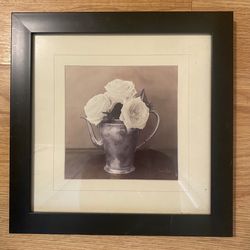 Black And White Flower Matted And Framed 