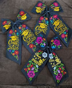 Mexican embroidered graduation bows