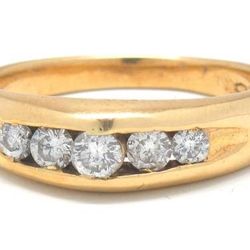 Mens 14K Gold/Diamond Band