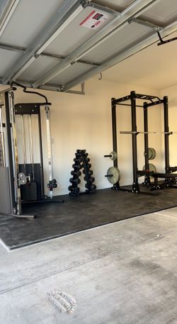 Cable Machine, Power Cage, Weights and Dumbbells