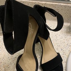 Black Strap Open Toe Shoes 