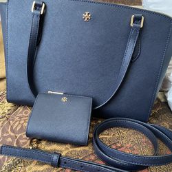 Tory Burch Bag/strap/wallet - Navy Blue Handbag 