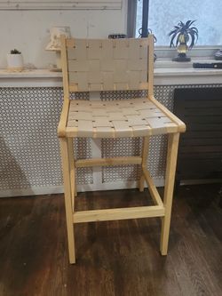 Two Woven  Strap Bar Stool with Back