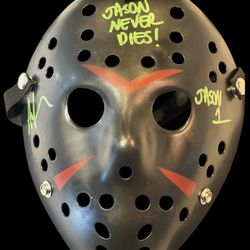Ari Lehman Signed & Inscribed Black Hockey Mask “Jason 1 / Jason Never Dies”