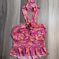 NWT Wayf Pink Floral Halter Top