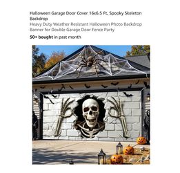 Brand new Halloween Garage Door Cover 16x6.5 Ft