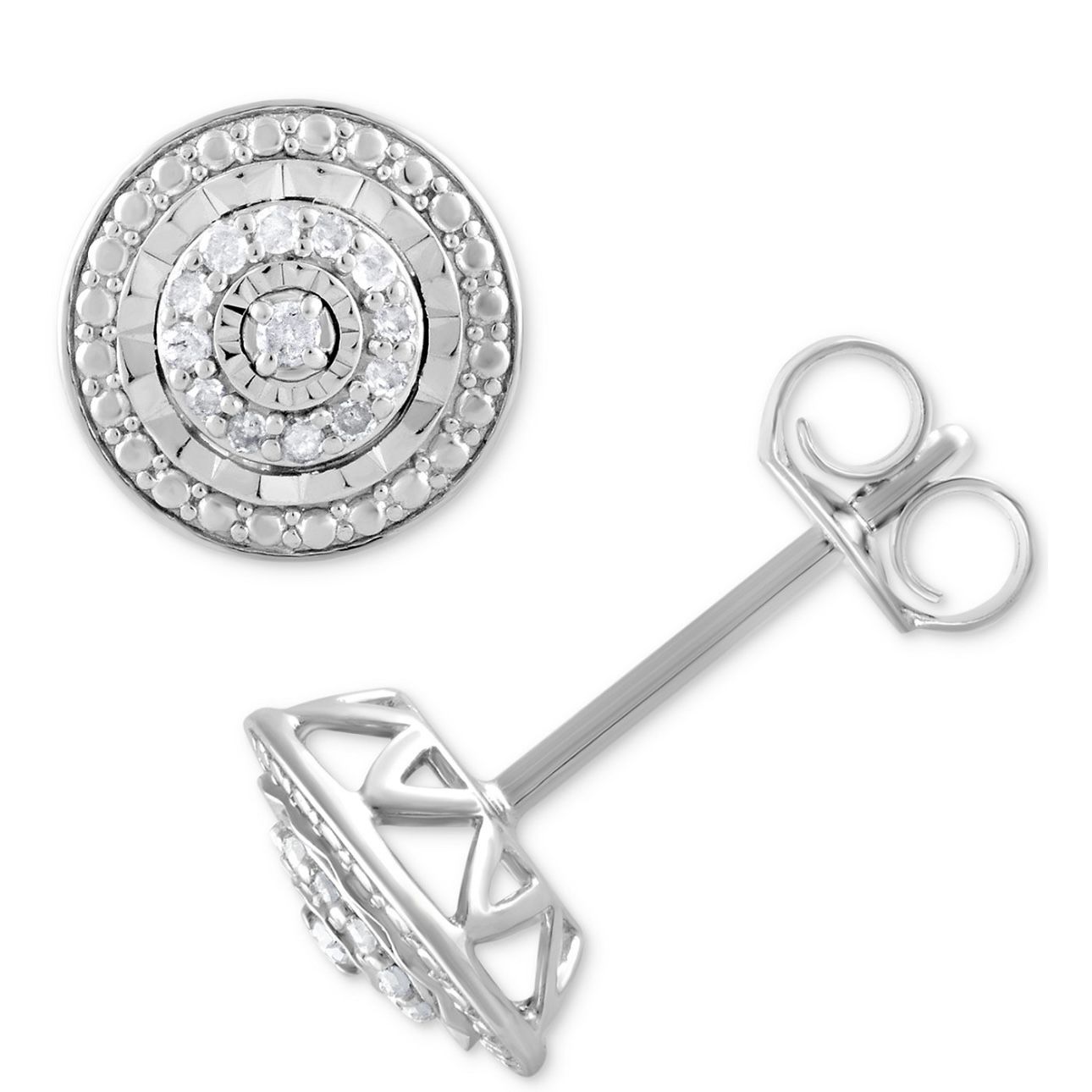 Diamond Multi-Halo Stud Earrings (1/10 ct. t.w.) in Sterling Silver