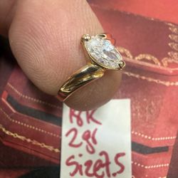 18K Solid Gold Ring For Wedding 2Gr Size 7.5