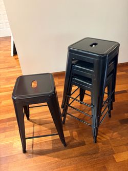 Black Metal Bar Stools Set of 4