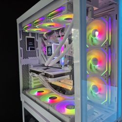 White Gaming PC 4070 Super 32gb Lian LI LCD