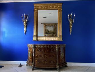 Pair of Mid-Century French Louis XVI Bronze Five-Arm Wall Sconces