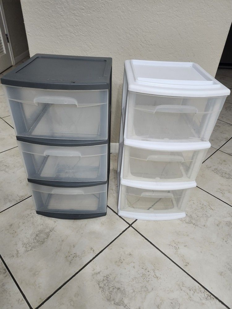 2- Three Drawer Storage Containers By Sterlite