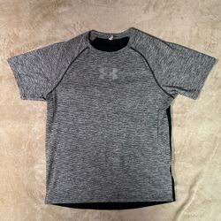 Under Armor Fitted Heatgear Run Short Sleeve Training Shirt Large Heather Gray