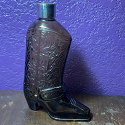Vintage Avon Brown Western Boot Decanter Leather Empty Bottle