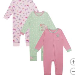 NWT 100% cotton baby girls full zip coverall 3pack size 24M