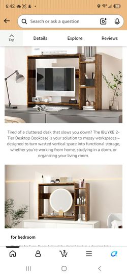 IBUYKE Desktop Bookshelf Brown