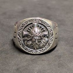 Sterling Silver Jesus Christ Men's Ring Size 12
