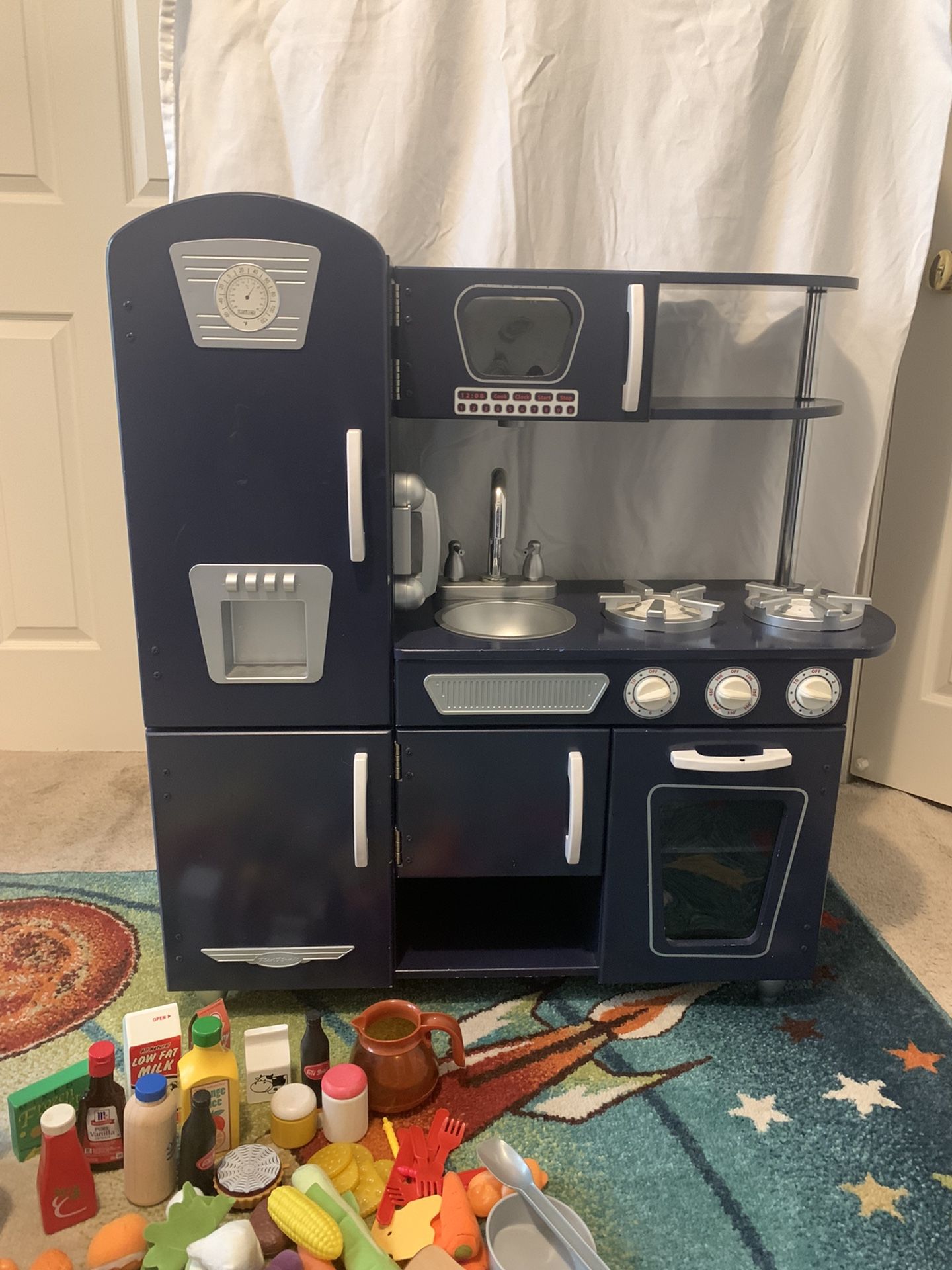 KidKraft Play Kitchen - Navy Blue w/food accessories