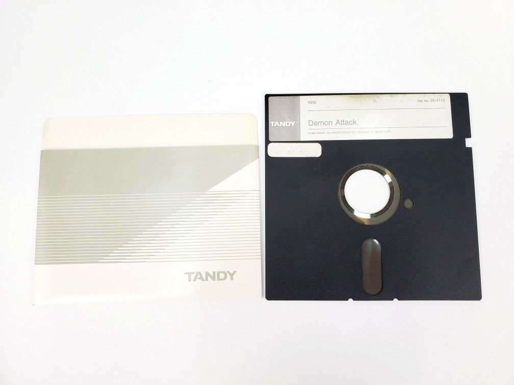 Vintage Tandy Demon Attack - 5.25" Floppy Disk (1984) - IBM PC Tandy