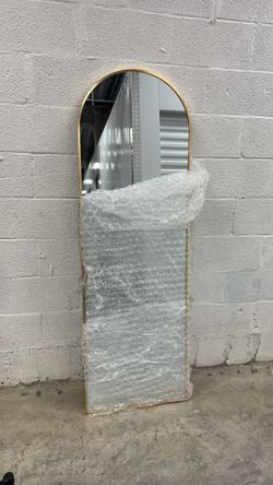 Large Gold Arched Full Length Floor Mirror – Modern Wall/Floor Decor