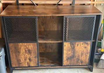 Industrial Rustic Sliding Door Storage Cabinet / Buffet / TV Console