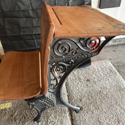 Antique Desk - School Scene