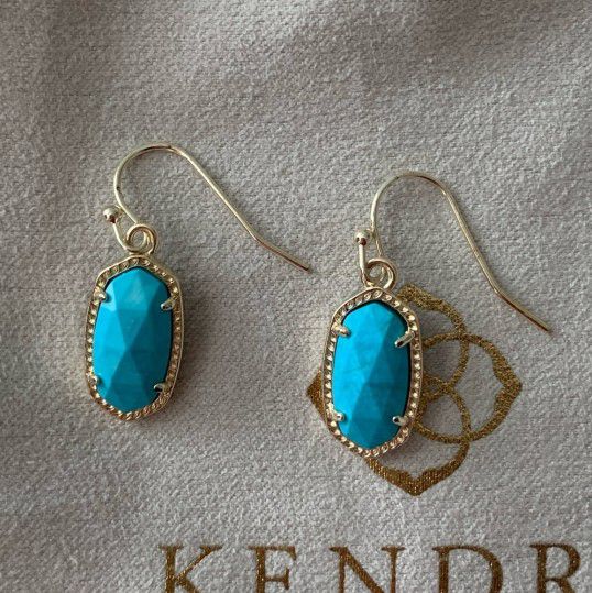 Kendra Scott Gold and Turquoise Lee Drop Earrings 
