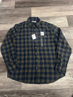Sonoma Men’s Flannel Olive Green and Blue XL