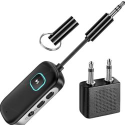  Bluetooth Adapter to iPhone for PC/Airplane to 2 Headphones, Audio Adapter with Aptx/Aptx-HD Low Latency, Aux Bluetooth Adapter Connec