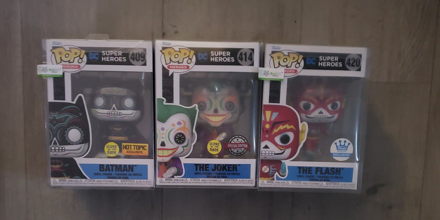 Funko Pop HOTTOPIC, SPECIAL EDITION , FUNKOSHOP EXCLUSIVE  BATMAN, THE JOKER AND THE FLASH 