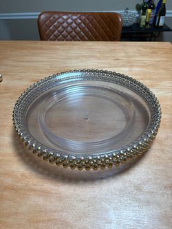 Clear Glass Charger Plate with Gold Beaded Rim