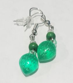 Plastic Green Transparten Starwberry Earrings