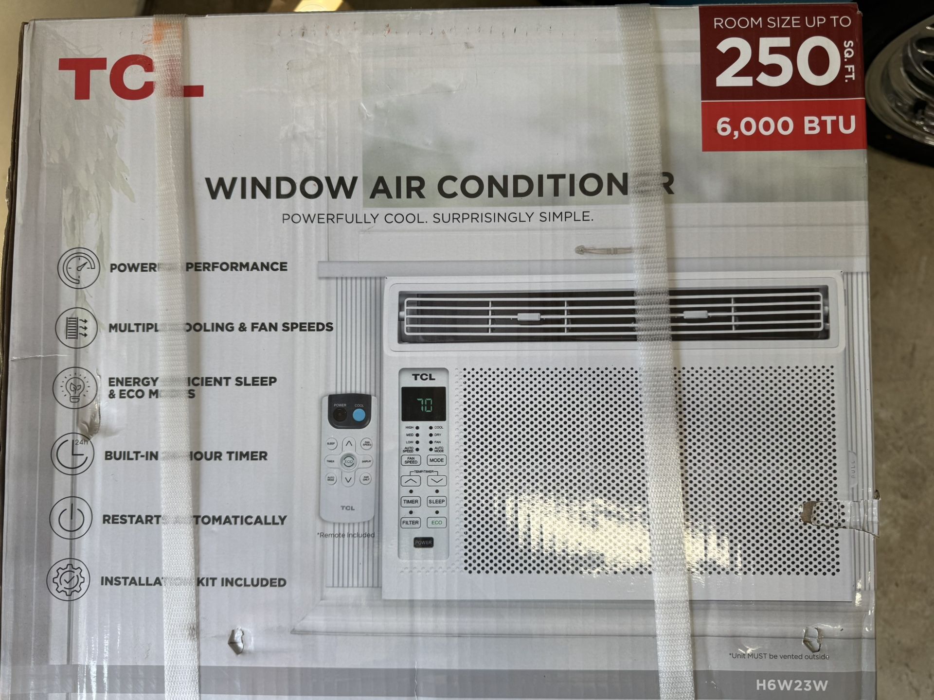 TCL Air Conditioner 6000 btu With Remote New In Sealed Box. Must Pickup