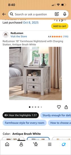 Unopened box farmhouse style nightstand from Amazon**