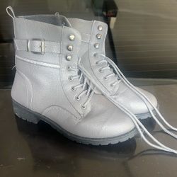 Gray Leather Boots Size 9
