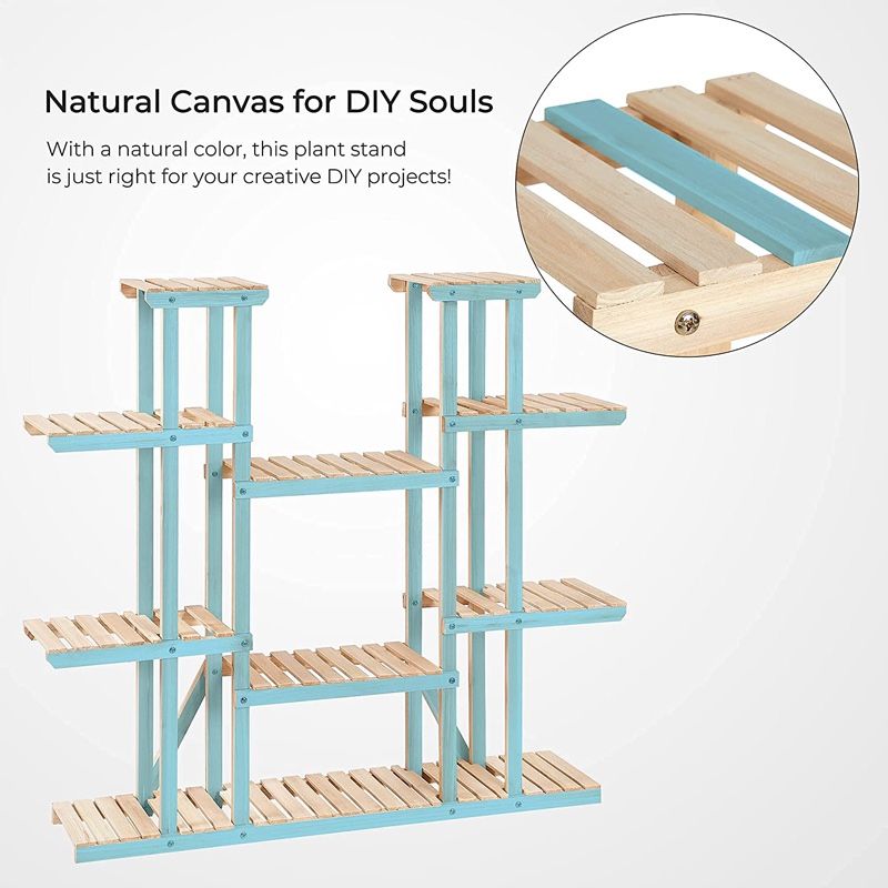 Solid Wood Plant Holder Rack (17 Spots for Flower Pot)