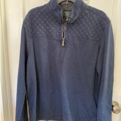 G.H. Bass Co Jacket Adult Large Solid Blue Quarter Zip Pullover Mens Size XL