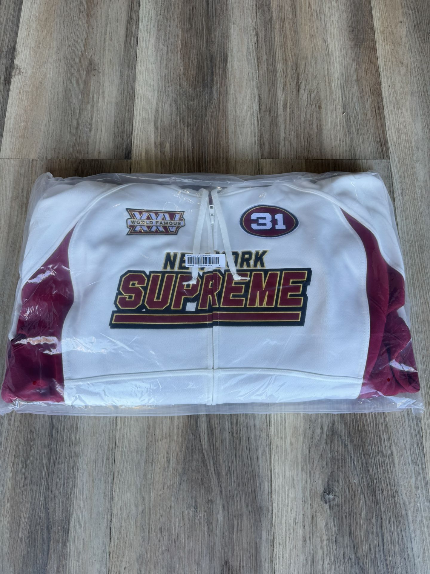 Supreme Football Sweatshirt Zip Up White 49ERS Color Size XL