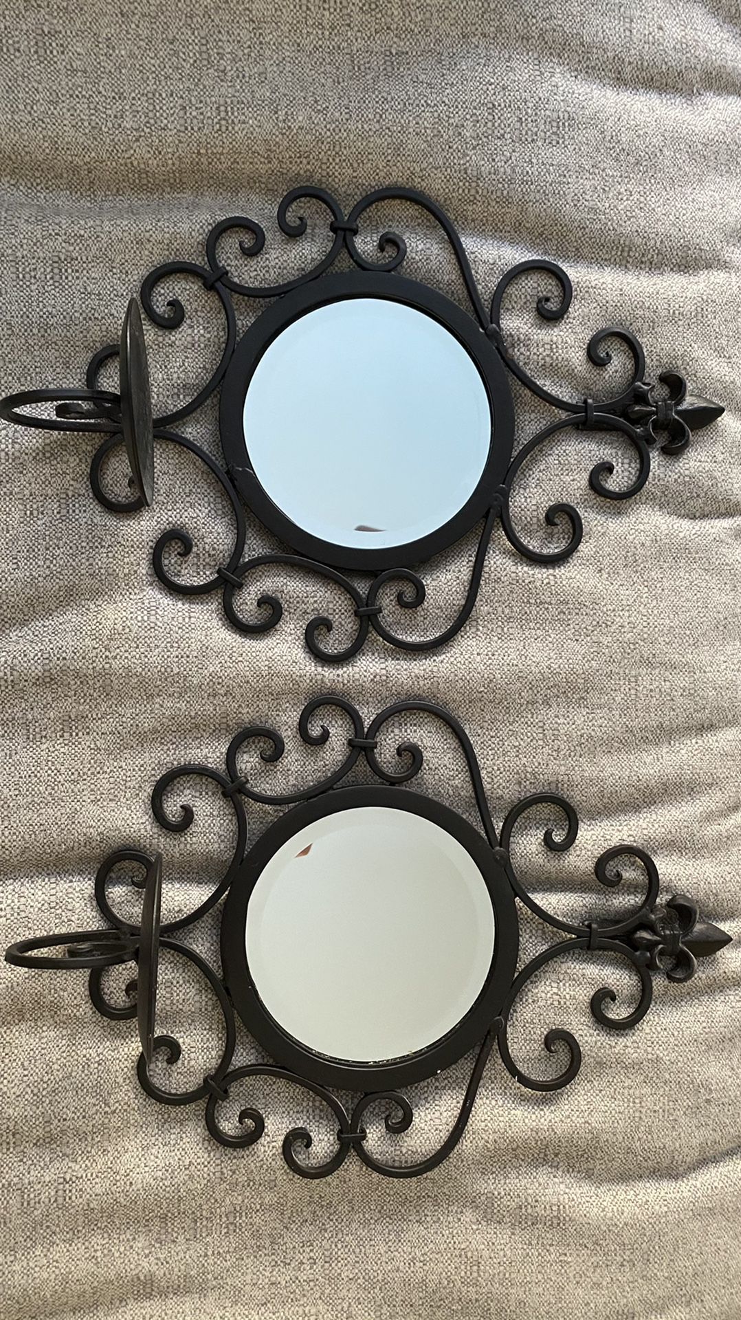 Wrought iron mirror candle holder