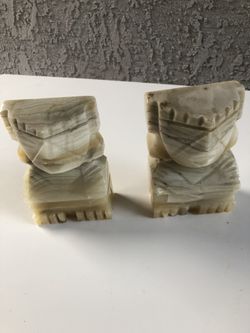 Vintage Onyx Marble Aztec Bookends Set