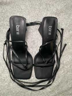 Bar III Black Strappy Lace-Up Sandals Women’s 8.5