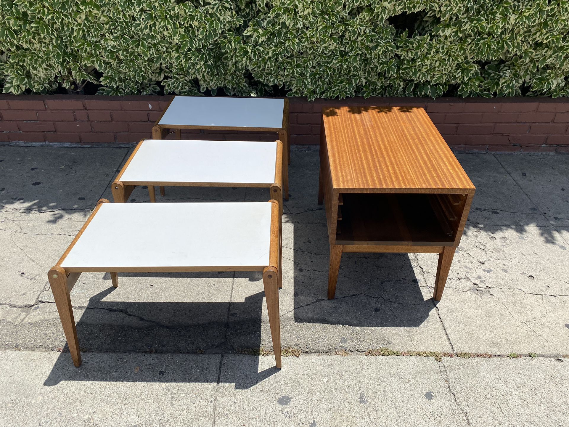 Mid Century Table with Serving Folding Trays by John Keal for Brown Saltman .