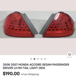 2006 2007 HONDA ACCORD SEDAN PASSENGER DRIVER LH RH TAIL LIGHT OEM
