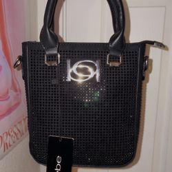 BEBE y2k style rhinestone mini tote bag w/ crossbody strap NEW WITH TAGS