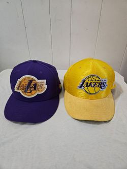 L.A.Lakers Purple Hat & Yellow Hat Size 7 1/8 Gently Used Great Condition $15 Each